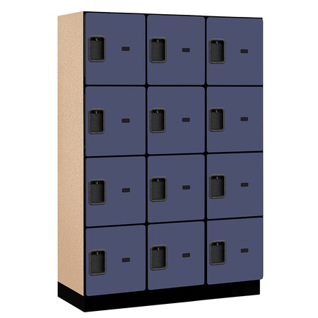 Salsbury Industries 4 Tier Designer Locker, 54"Wx76"Hx18"D, 12 Door, Blue 18-24368BLU